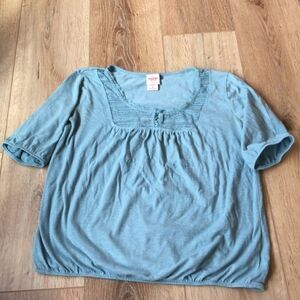 Mossimo 4/$25 Boho top with lace detail blouse 3/4 sleeve shirt blue small shi…